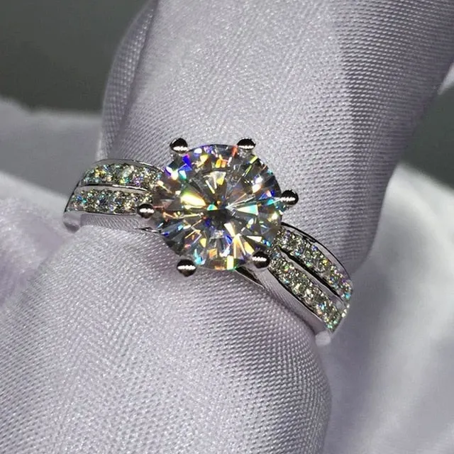 925 Sterling silver fashion Female Ring 3ct AAAAA cz Promise Wedding Band Rings for Women Bridal Finger Party Jewelry Gift