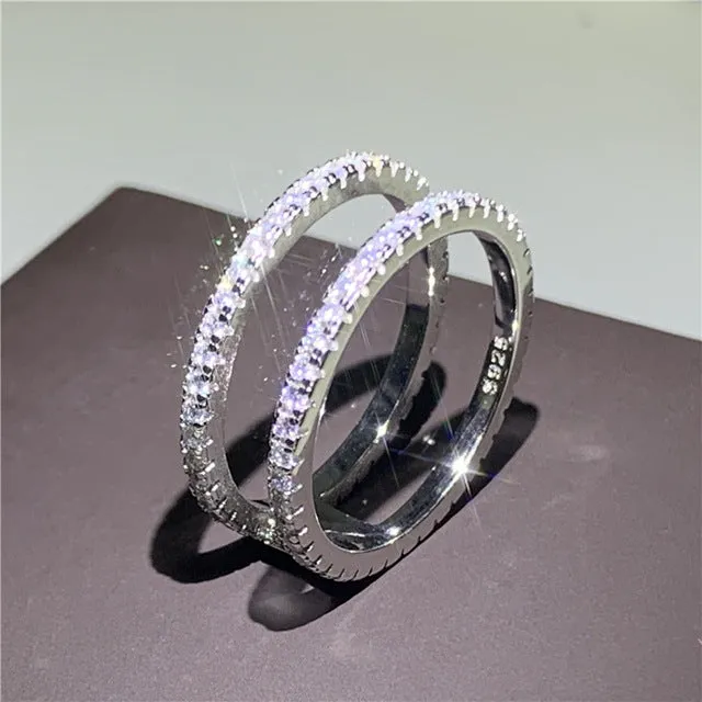 925 Sterling silver fashion Female Ring 3ct AAAAA cz Promise Wedding Band Rings for Women Bridal Finger Party Jewelry Gift