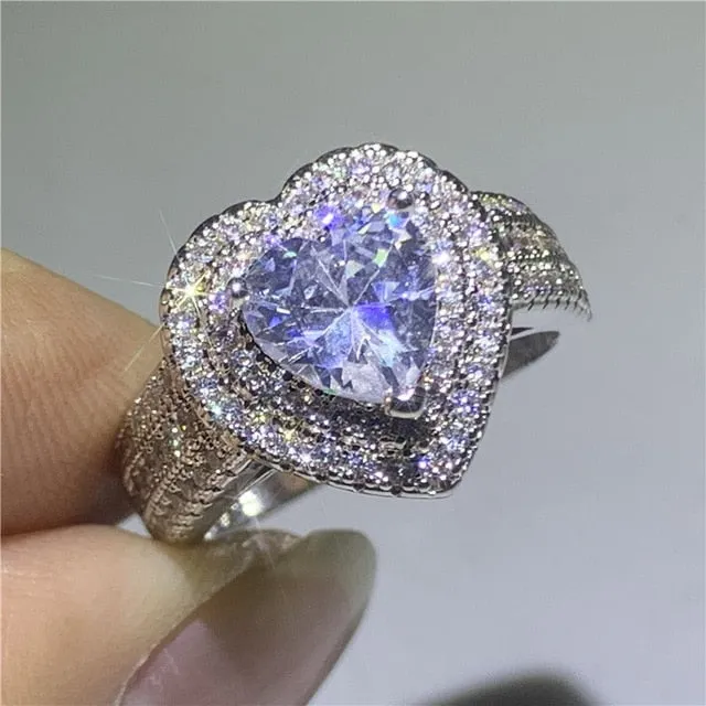 925 Sterling silver fashion Female Ring 3ct AAAAA cz Promise Wedding Band Rings for Women Bridal Finger Party Jewelry Gift