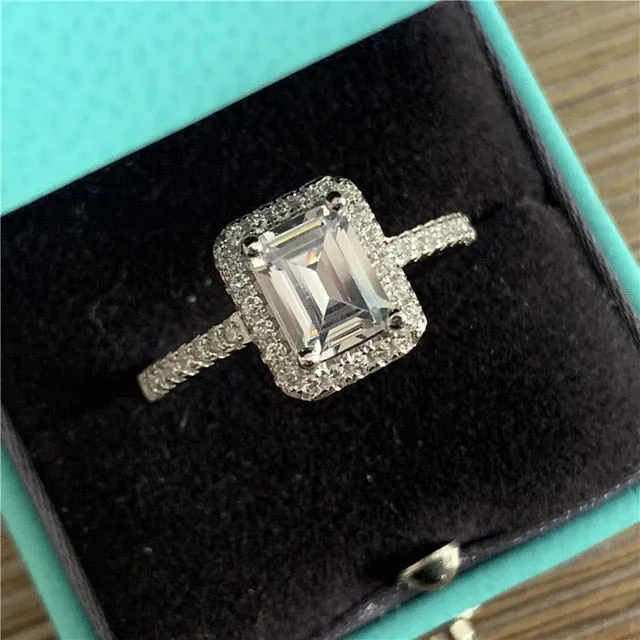 925 Sterling silver fashion Female Ring 3ct AAAAA cz Promise Wedding Band Rings for Women Bridal Finger Party Jewelry Gift
