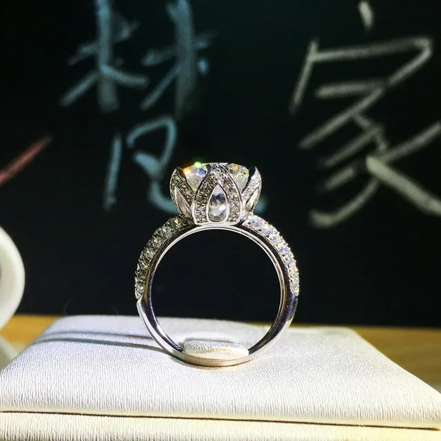 925 Sterling silver fashion Female Ring 3ct AAAAA cz Promise Wedding Band Rings for Women Bridal Finger Party Jewelry Gift