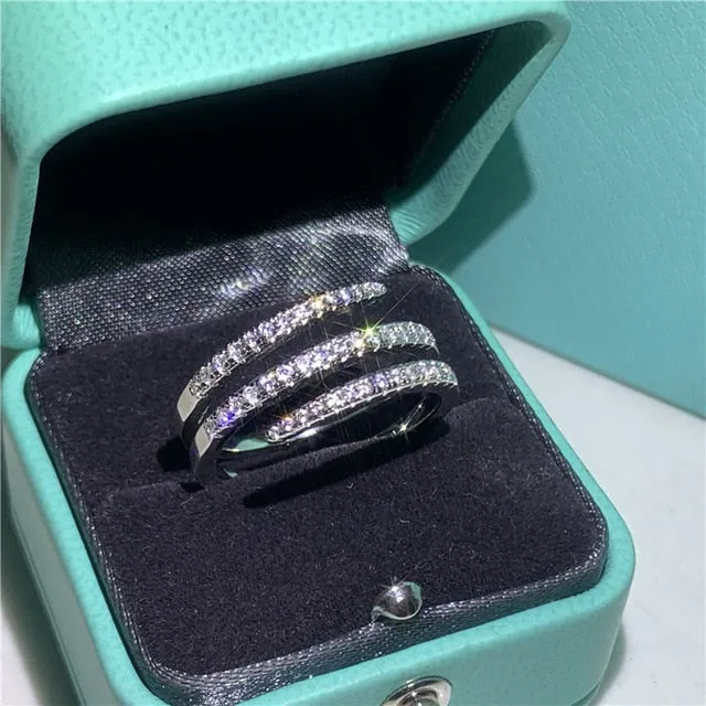 925 Sterling silver fashion Female Ring 3ct AAAAA cz Promise Wedding Band Rings for Women Bridal Finger Party Jewelry Gift