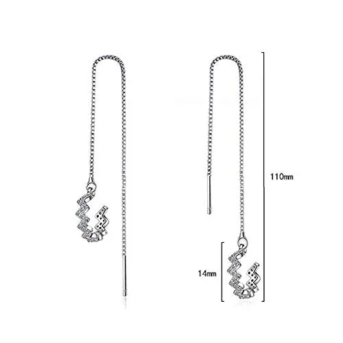 925 Sterling Silver Tassel Earrings Silver Wave Cuff Earrings Wrap for Women Threader Earrings