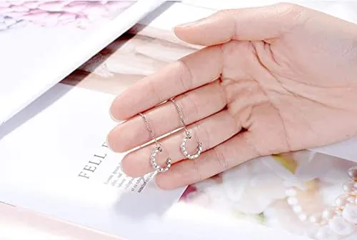 925 Sterling Silver Tassel Earrings Silver Wave Cuff Earrings Wrap for Women Threader Earrings