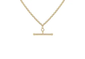 9ct Yellow Gold T-Bar Necklace with Belcher Links