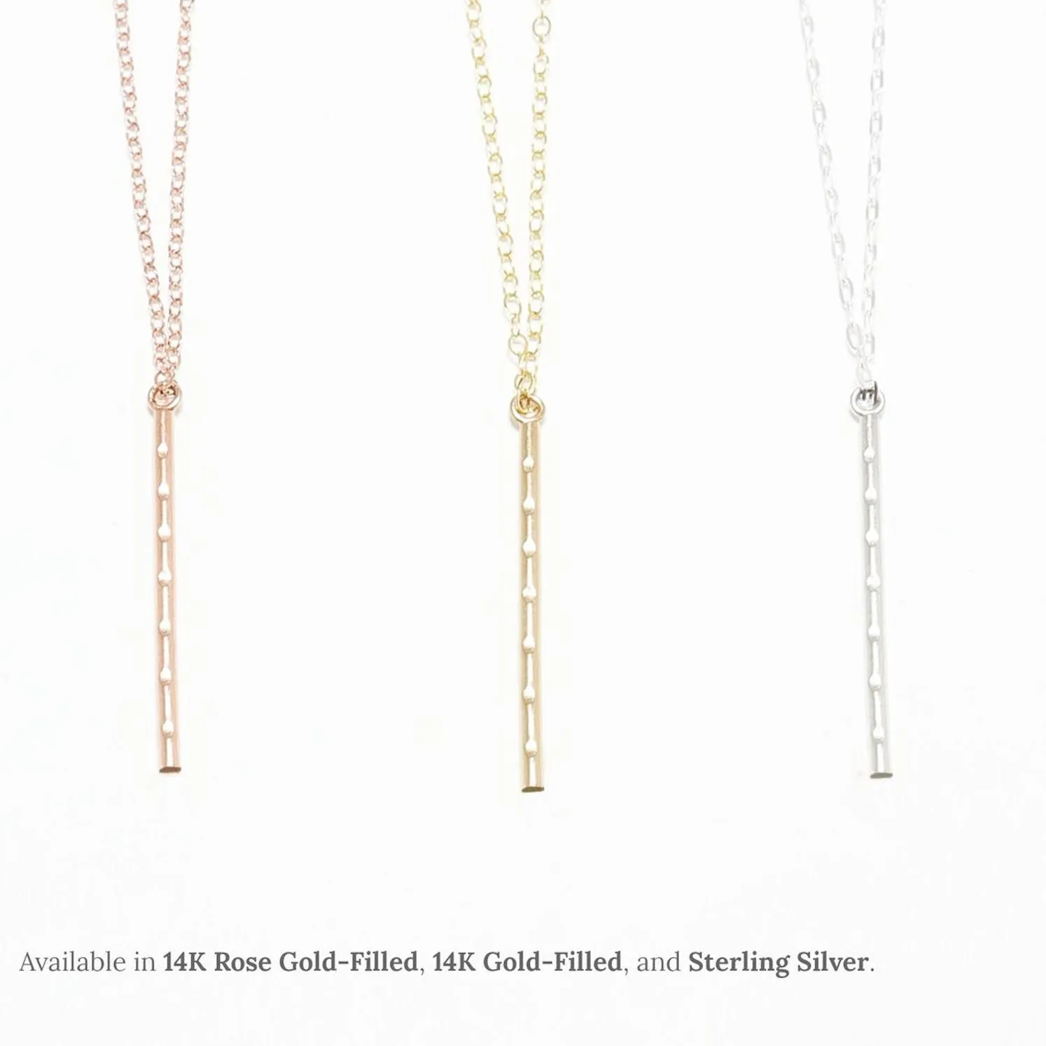 Accent Vertical Bar Dotted Long Necklace