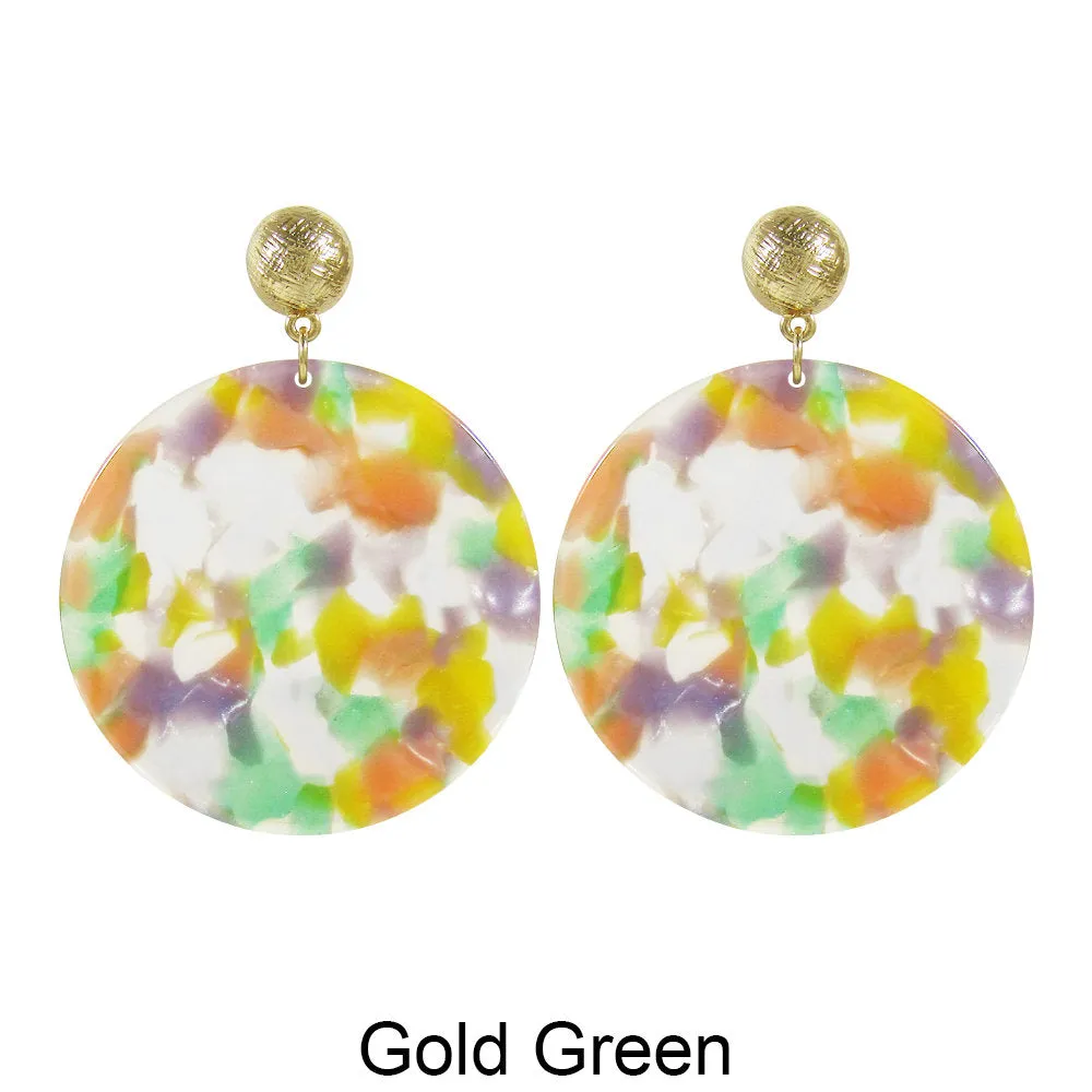 Acetate Resin Round Simple Post Earrings