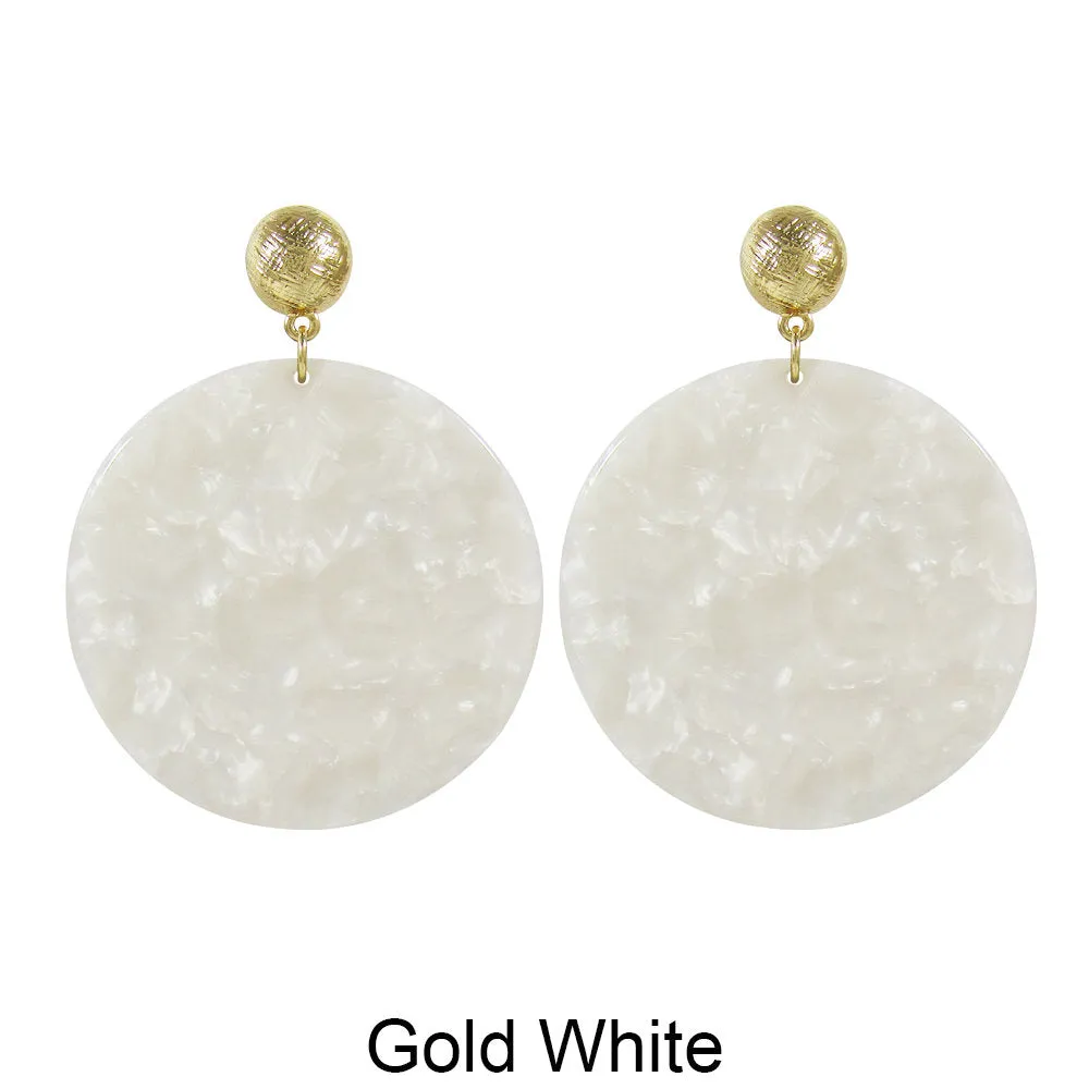 Acetate Resin Round Simple Post Earrings