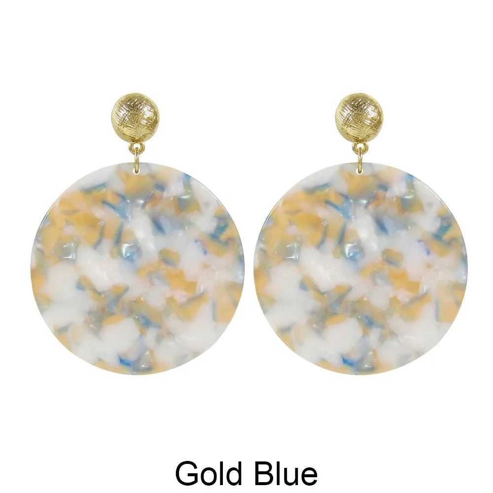 Acetate Resin Round Simple Post Earrings