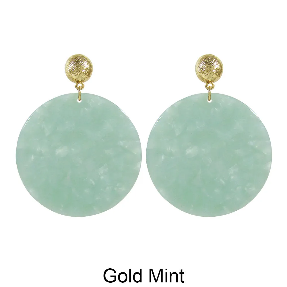 Acetate Resin Round Simple Post Earrings