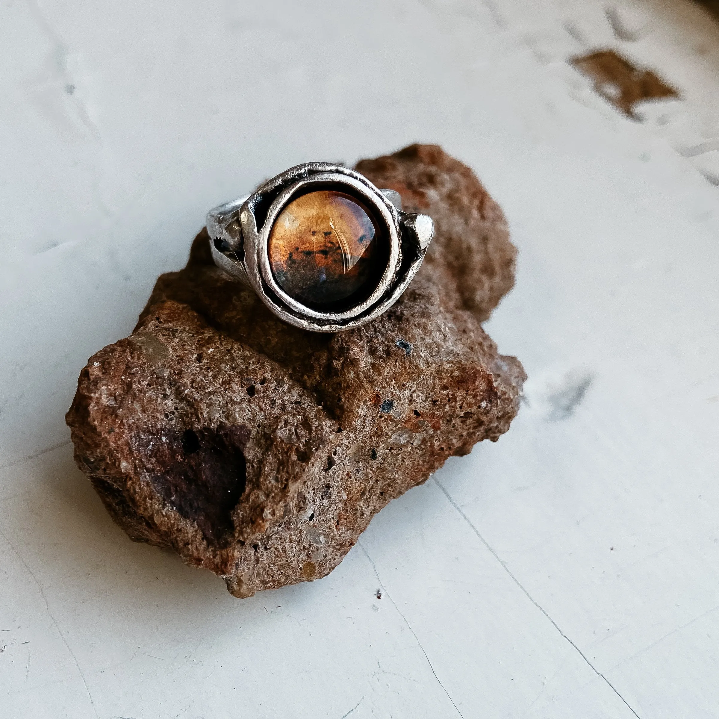 Adjustable Mars and Moons Silver Tone Ring - Unique Statement for Space Lovers