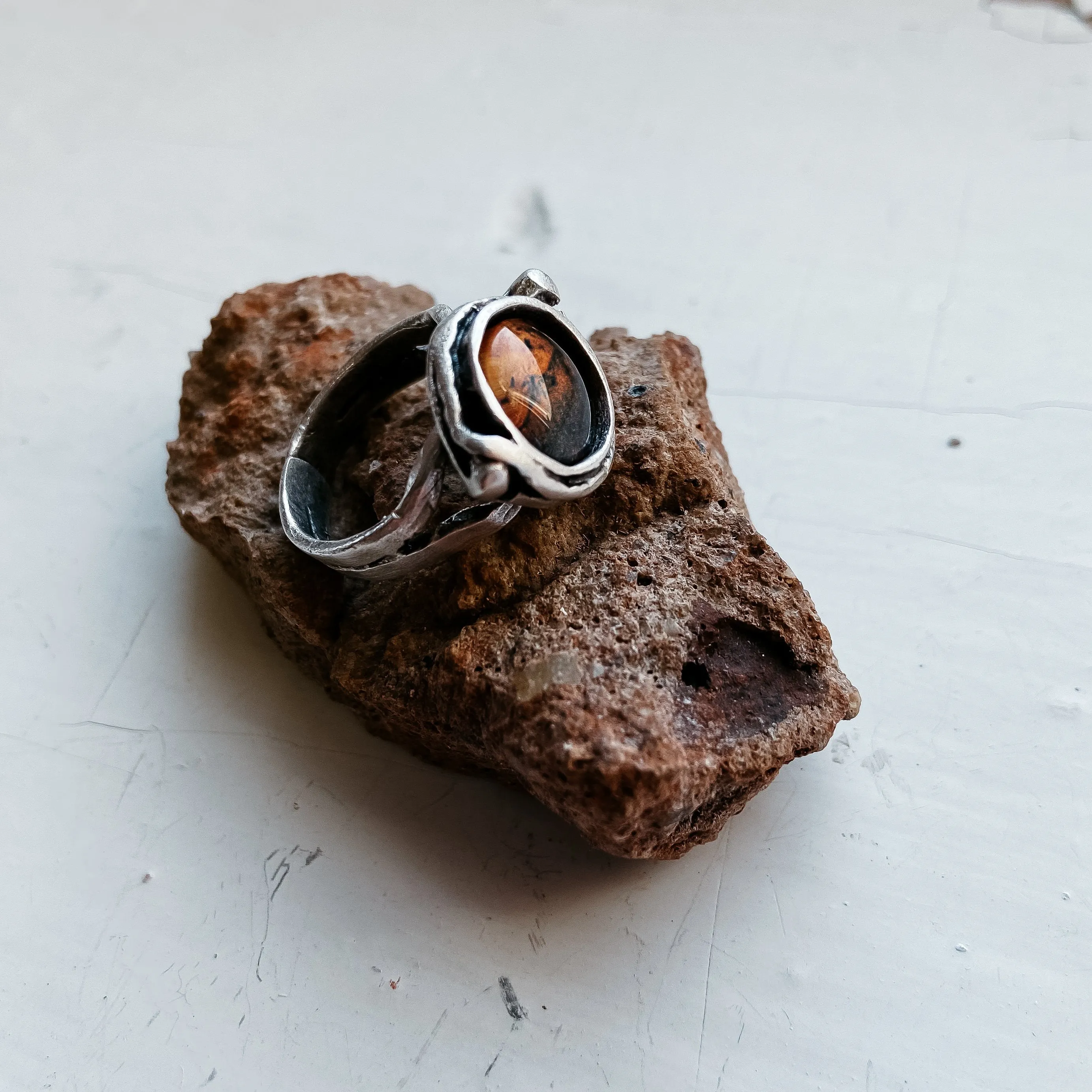 Adjustable Mars and Moons Silver Tone Ring - Unique Statement for Space Lovers