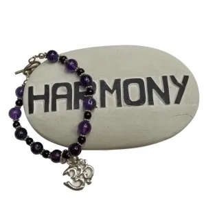 Amethyst Om Beaded Bracelet (Pack of 4)
