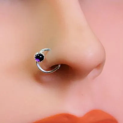Amethyst Septum or Nose Ring