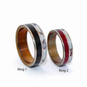 Ancient Wild Horse | Purple Heart Wood & Titanium Wedding Rings