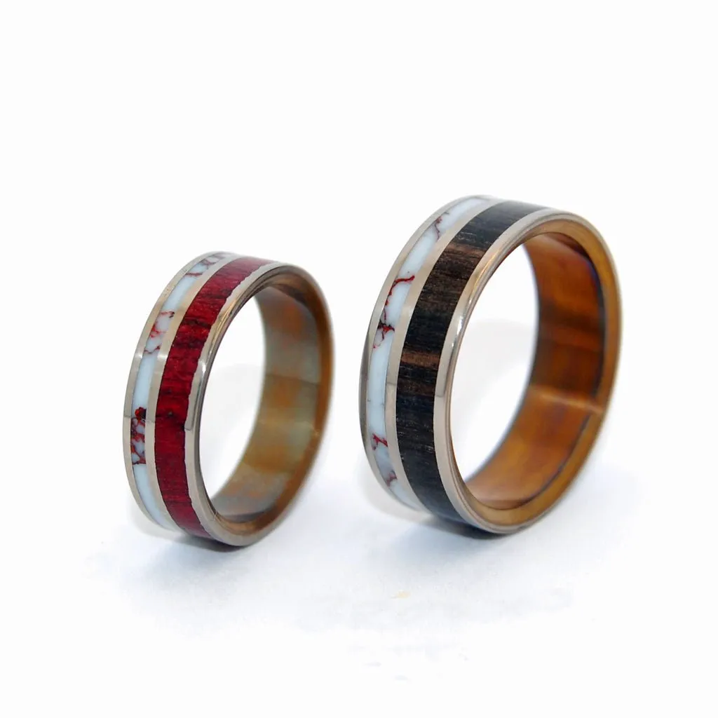 Ancient Wild Horse | Purple Heart Wood & Titanium Wedding Rings