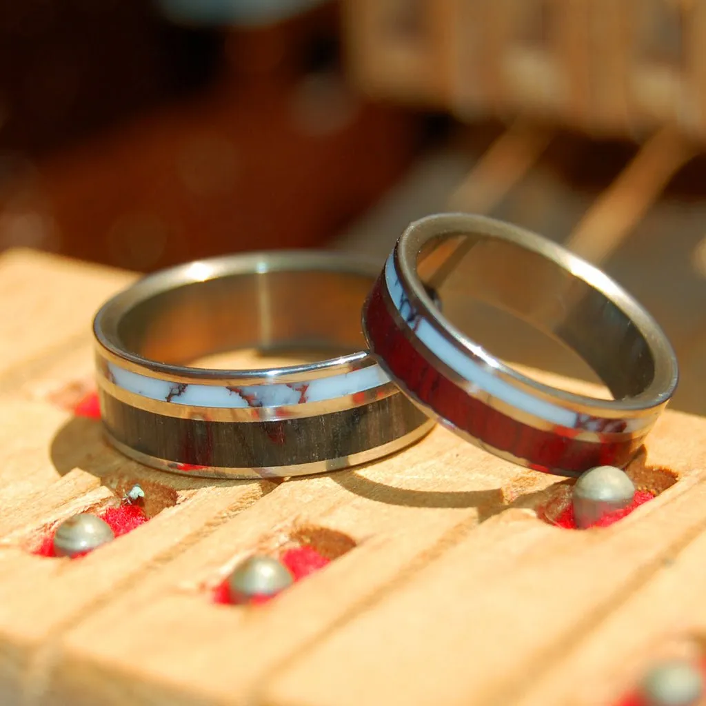 Ancient Wild Horse | Purple Heart Wood & Titanium Wedding Rings
