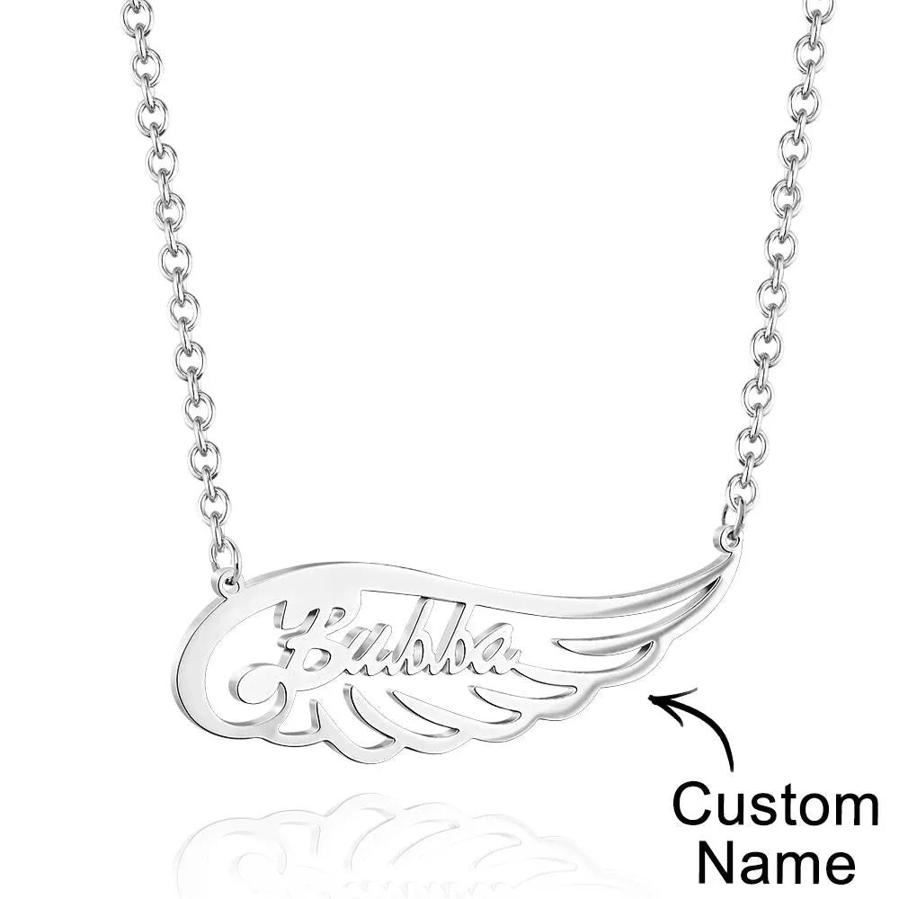 Angel Wing Name Necklace Custom Letter Fashion Pendant For Her