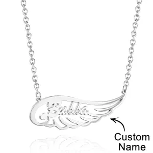 Angel Wing Name Necklace Custom Letter Fashion Pendant For Her