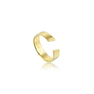 ANIA HAIE STERLING SILVER GOLD PLATED FLAT OPEN RING