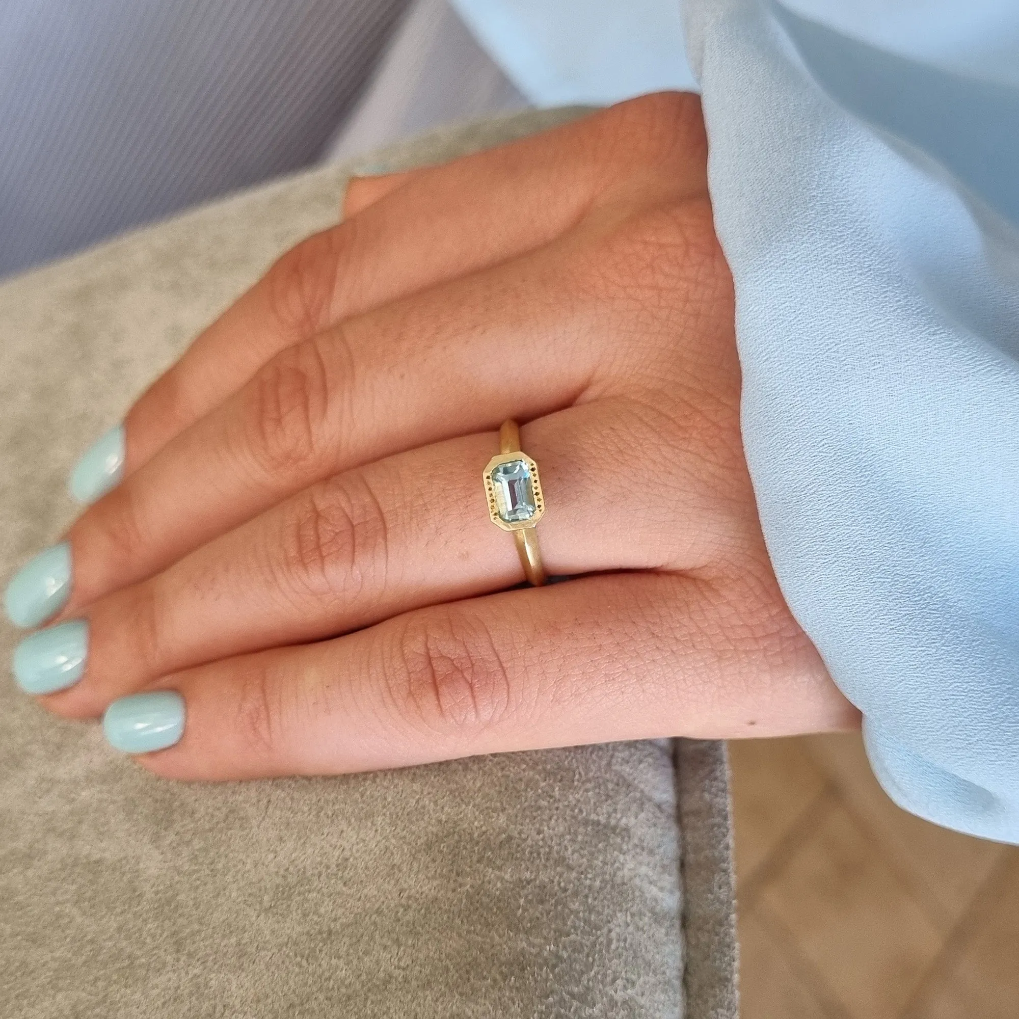 Aquamarine Solitaire Engagement Ring