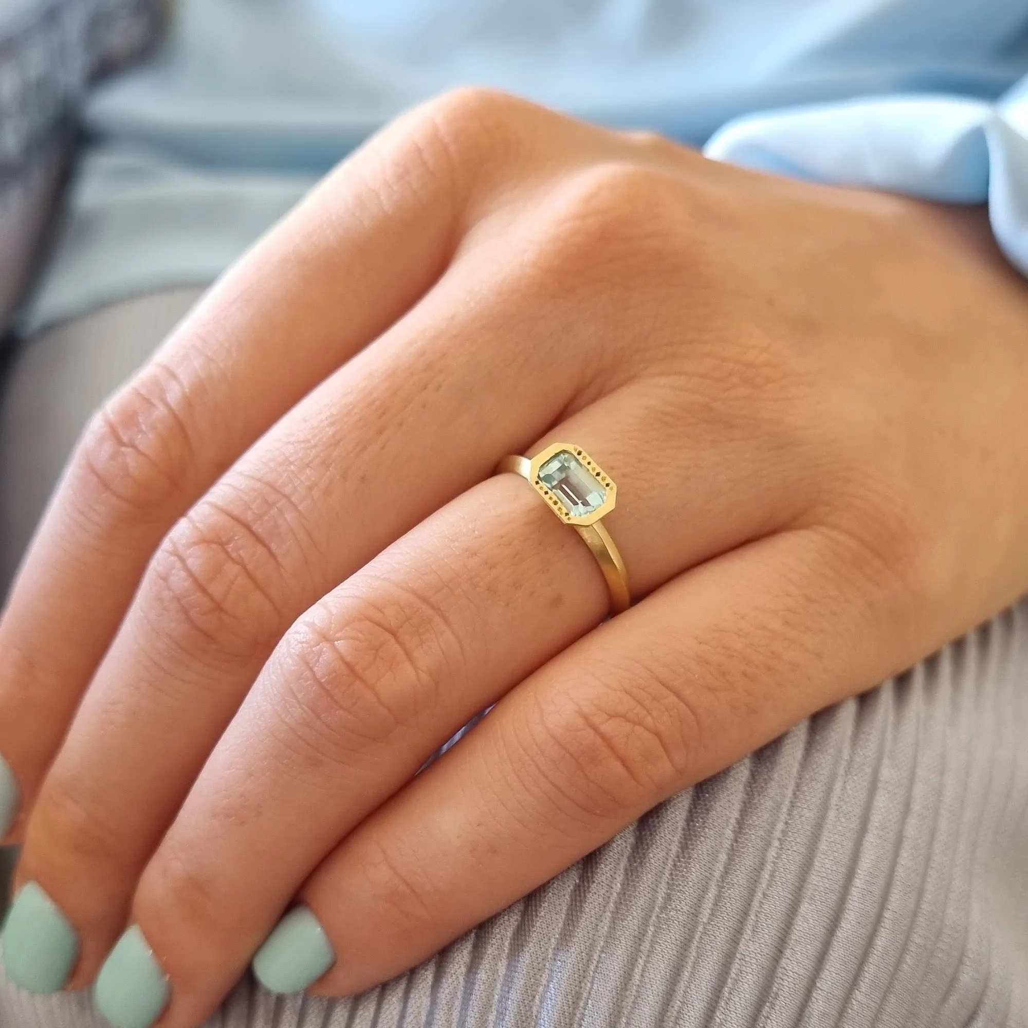 Aquamarine Solitaire Engagement Ring