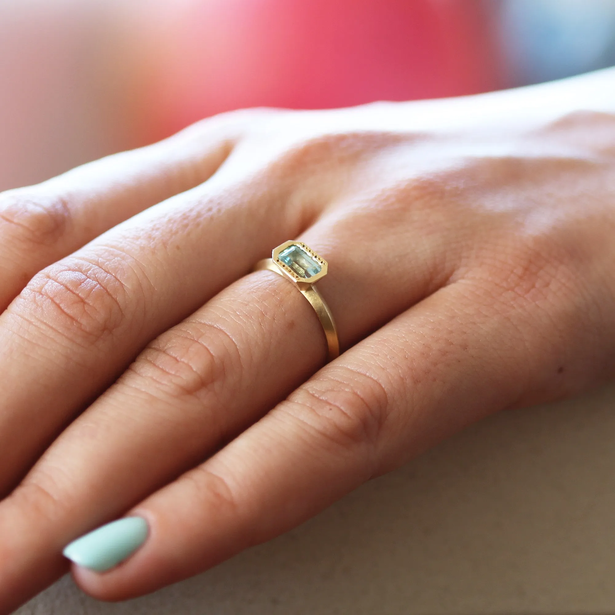 Aquamarine Solitaire Engagement Ring