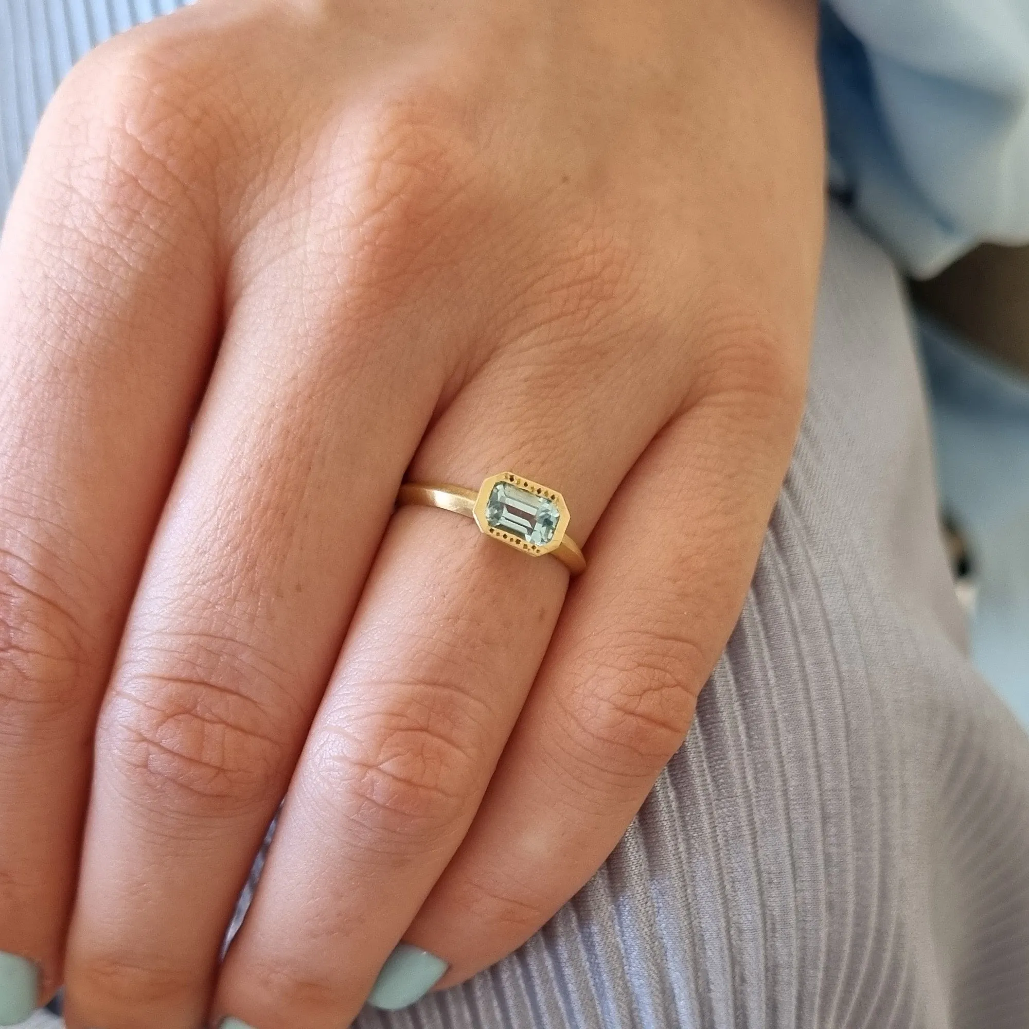 Aquamarine Solitaire Engagement Ring