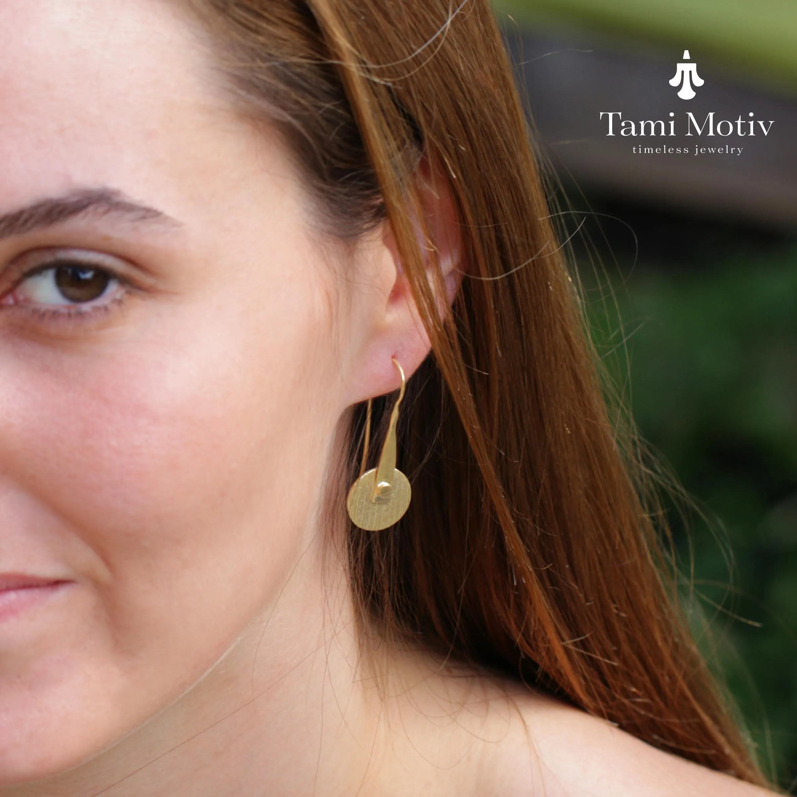 Artisan Crafted Geometric Round Gold Disc Earrings - Bold & Textured