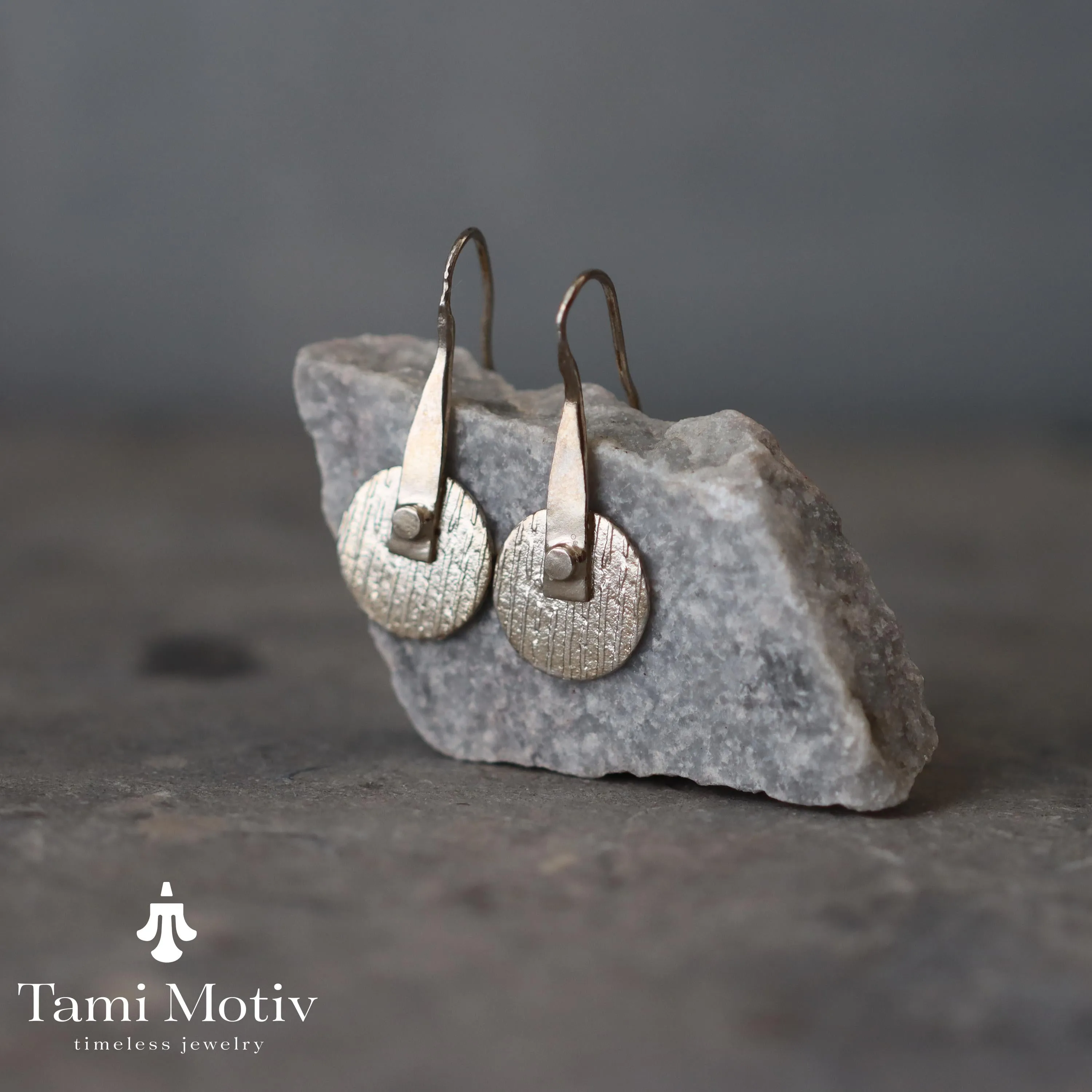 Artisan Crafted Geometric Round Gold Disc Earrings - Bold & Textured