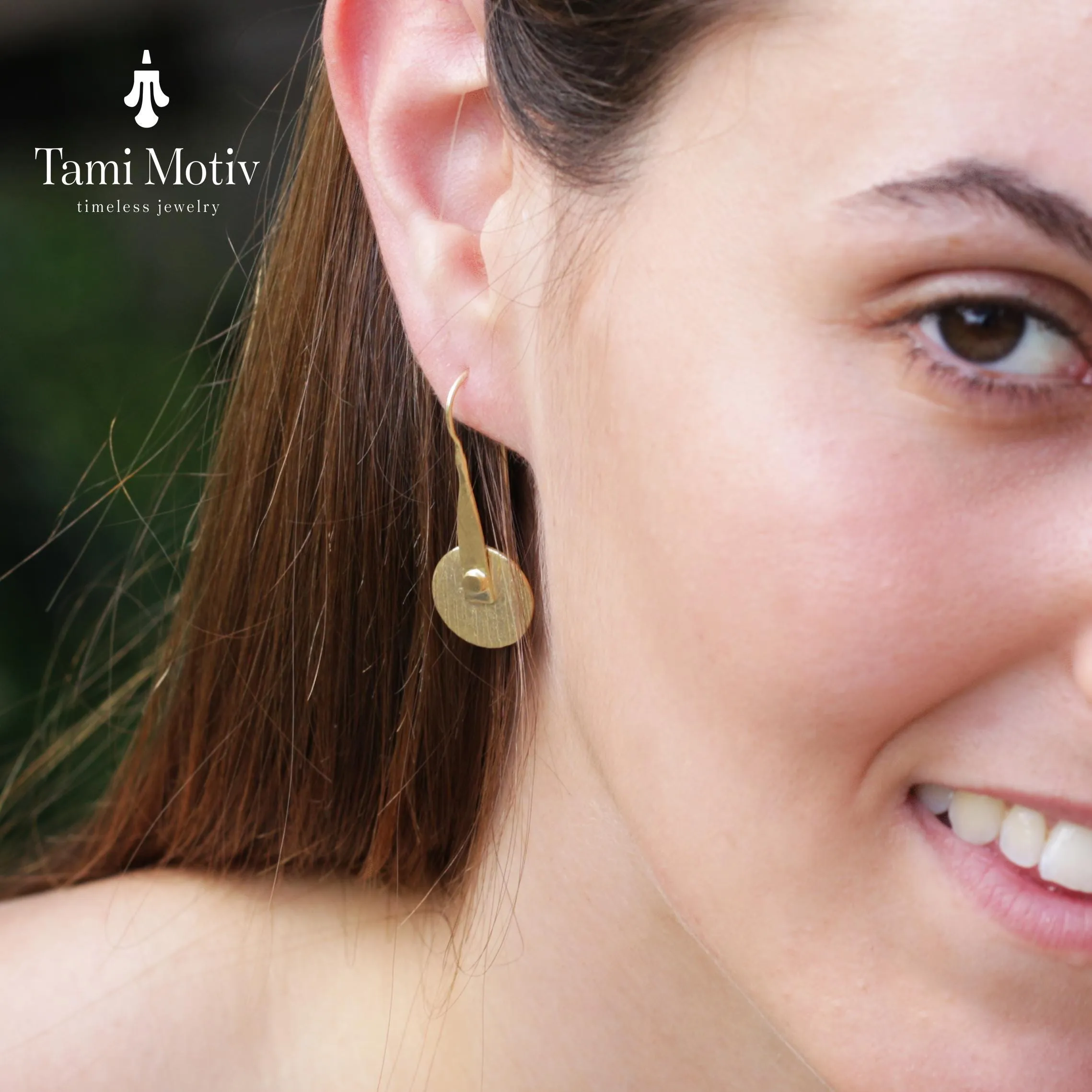 Artisan Crafted Geometric Round Gold Disc Earrings - Bold & Textured