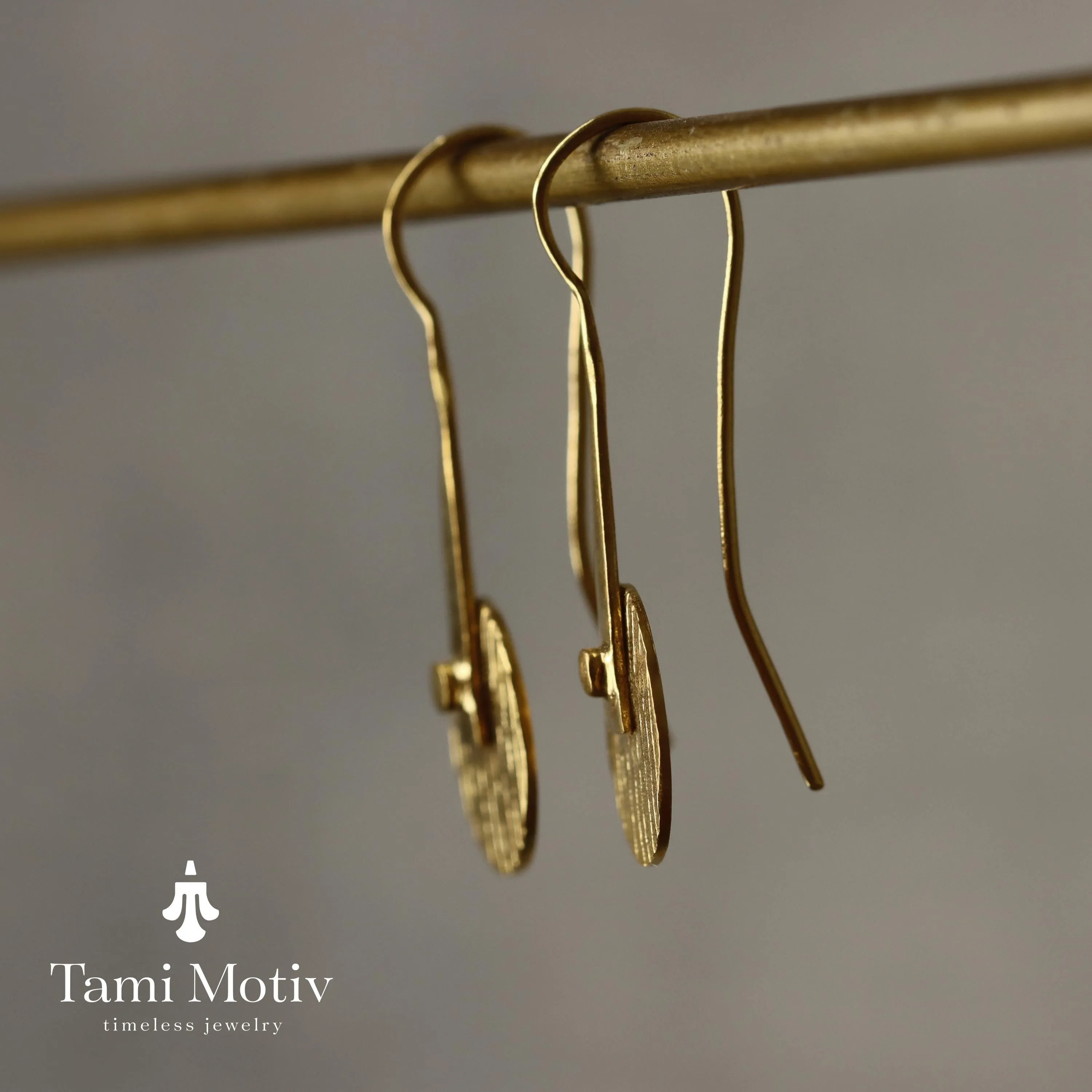 Artisan Crafted Geometric Round Gold Disc Earrings - Bold & Textured
