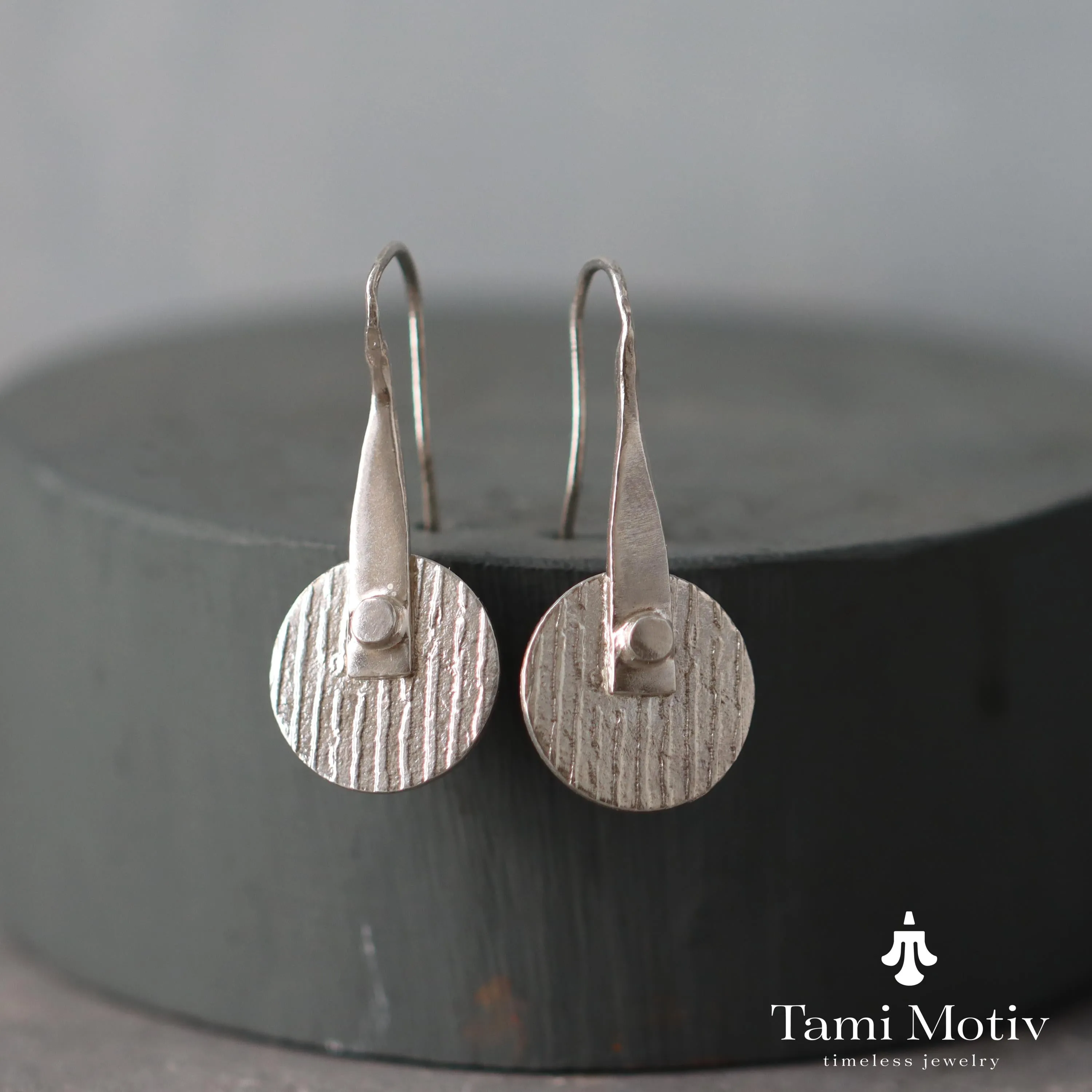Artisan Crafted Geometric Round Gold Disc Earrings - Bold & Textured