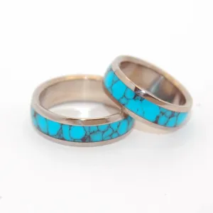 Atlantis | Turquoise Stone & Titanium - Unique Wedding Rings - Wedding Rings