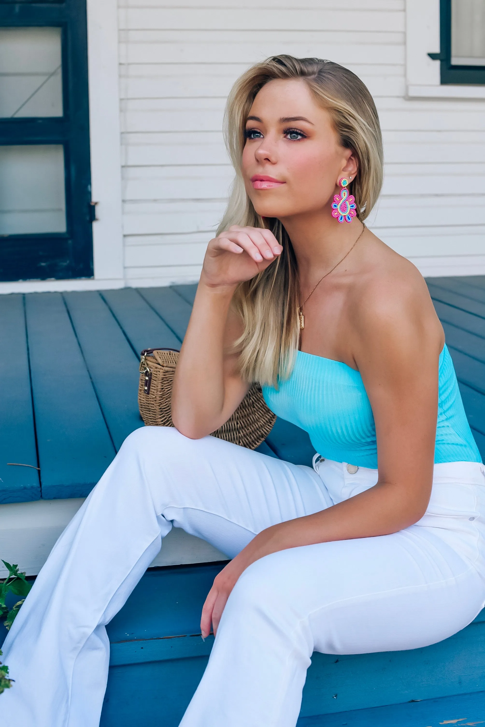 Be Bold Drop Earrings in Fuchsia