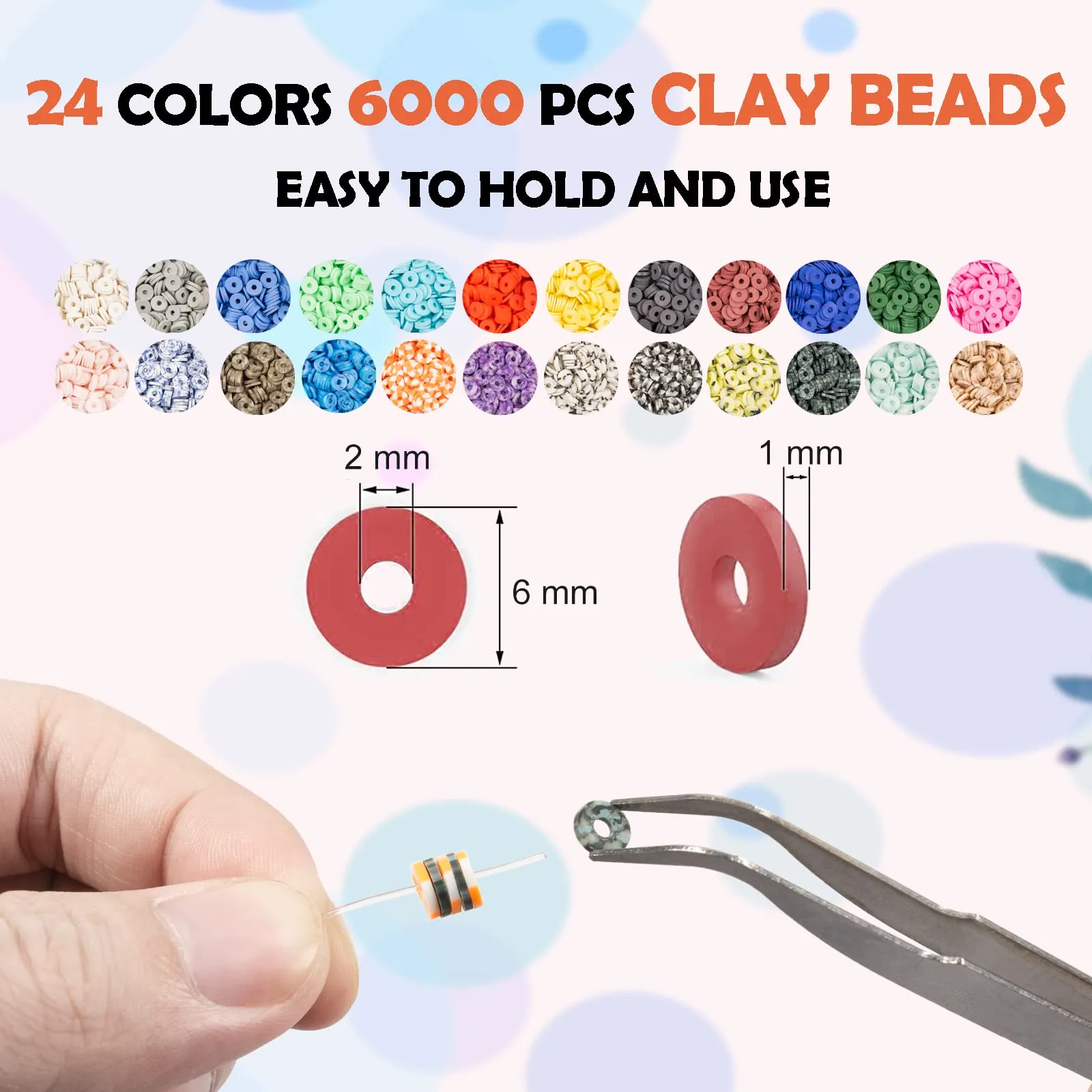 Beads for stringing, 8000  piece set, polymer clay beads for bracelets