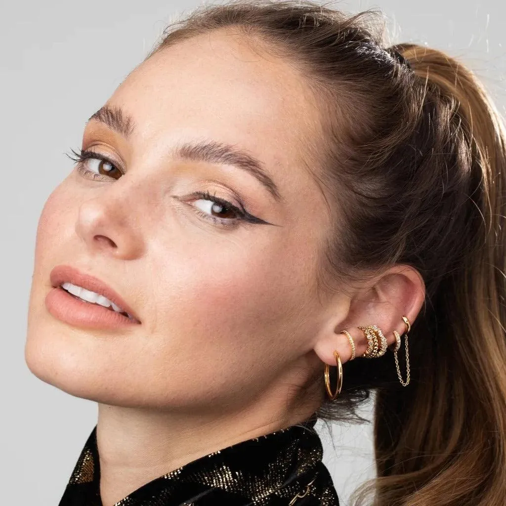 Bezel Single Ear Cuff With Clear Stones Gold