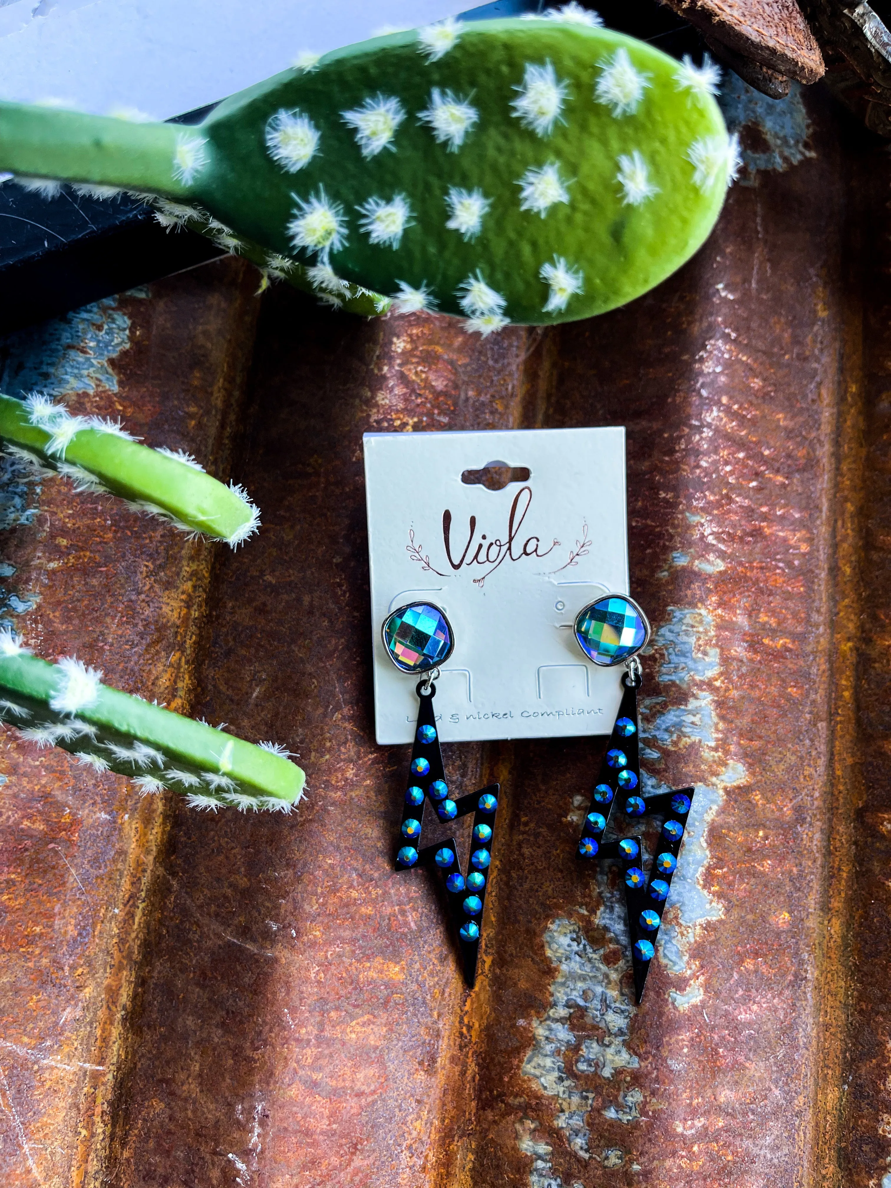 Black Bold Bolt Earrings