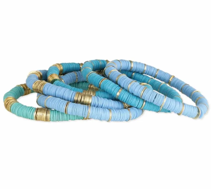 Blue Skies Heishi Bead Bracelet Set