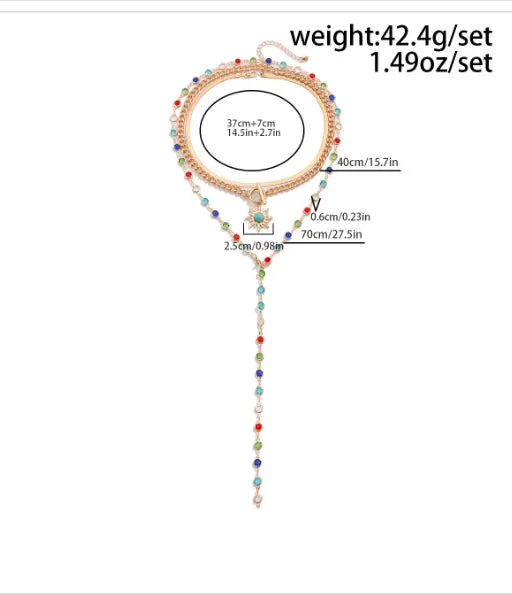 Bohemian 3 Layers Sunflower Pendant Y Shape Necklace