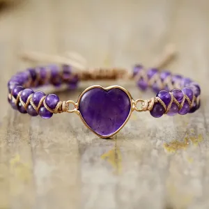 Boho Bracele Amethysts OM Charm String Braided Macrame Bracelets