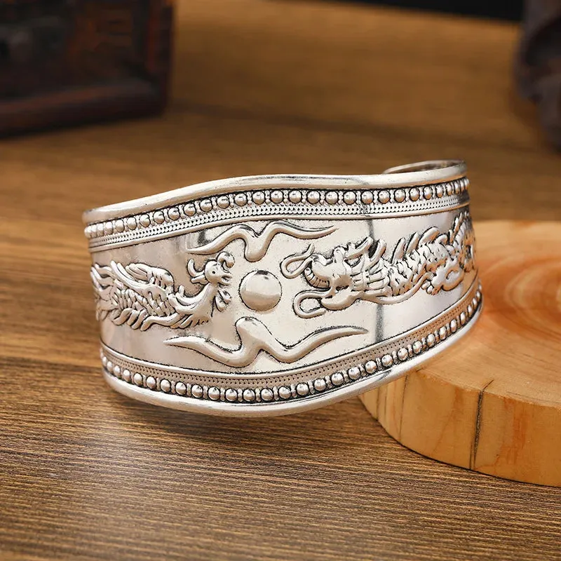 Boho Wide Line Cuff Open Bracelet - New, Punk, Cool Psycho Shiny Ring Bracelet - Adjustable Ladies Wrist Accessories for Girls - Trendy Jewelry