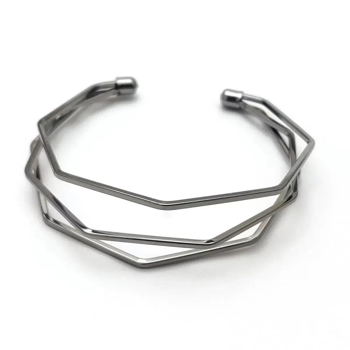 Boho Wide Line Cuff Open Bracelet - New, Punk, Cool Psycho Shiny Ring Bracelet - Adjustable Ladies Wrist Accessories for Girls - Trendy Jewelry