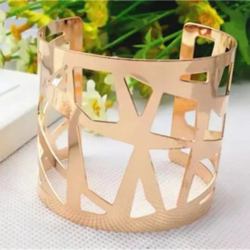 Boho Wide Line Cuff Open Bracelet - New, Punk, Cool Psycho Shiny Ring Bracelet - Adjustable Ladies Wrist Accessories for Girls - Trendy Jewelry