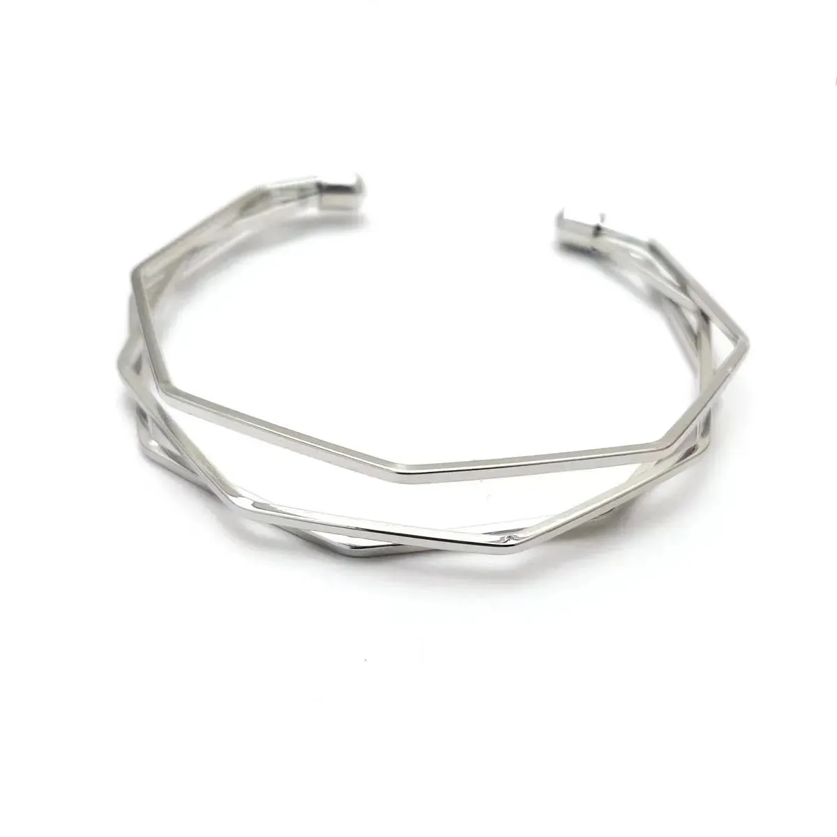 Boho Wide Line Cuff Open Bracelet - New, Punk, Cool Psycho Shiny Ring Bracelet - Adjustable Ladies Wrist Accessories for Girls - Trendy Jewelry