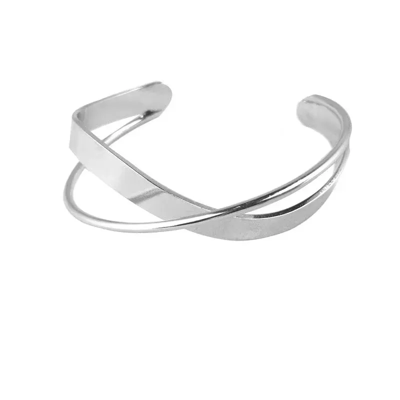 Boho Wide Line Cuff Open Bracelet - New, Punk, Cool Psycho Shiny Ring Bracelet - Adjustable Ladies Wrist Accessories for Girls - Trendy Jewelry