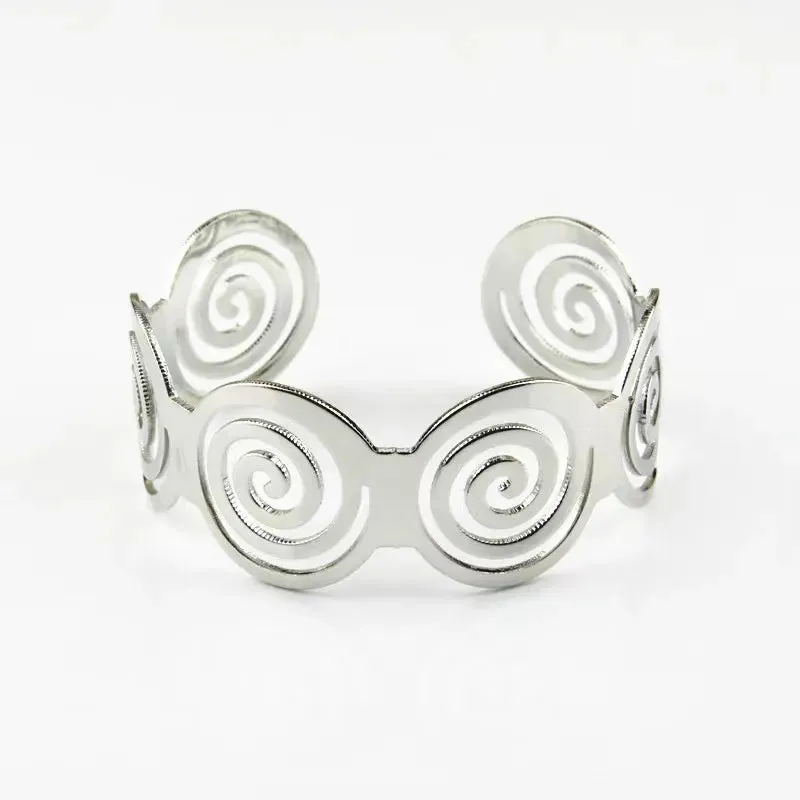 Boho Wide Line Cuff Open Bracelet - New, Punk, Cool Psycho Shiny Ring Bracelet - Adjustable Ladies Wrist Accessories for Girls - Trendy Jewelry