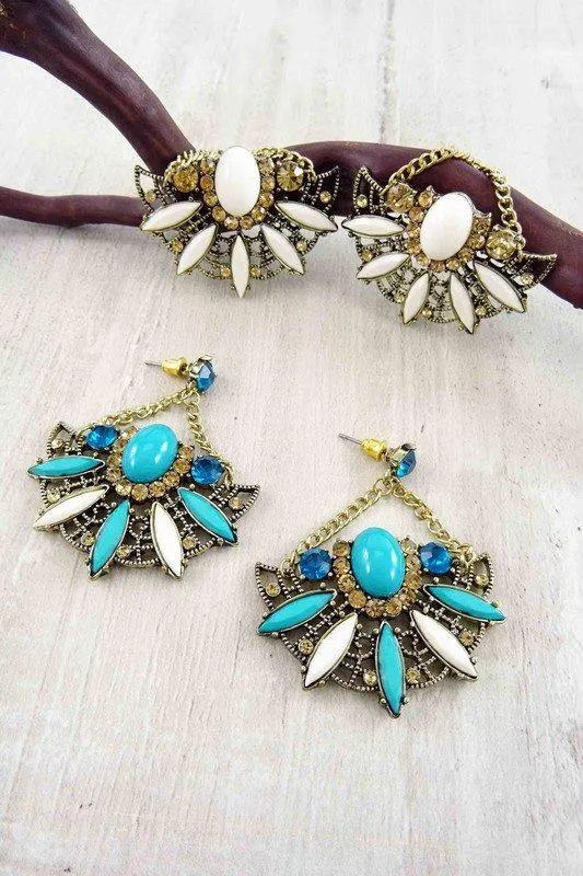 Bold and Vibrant Crescent Dangle Earrings