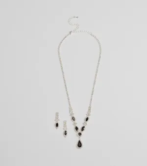 Bold Beauty Teardrop Rhinestone Necklace Set