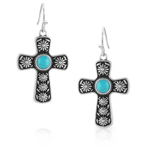 Bold in Faith Turquoise Cross Earrings-ER5525